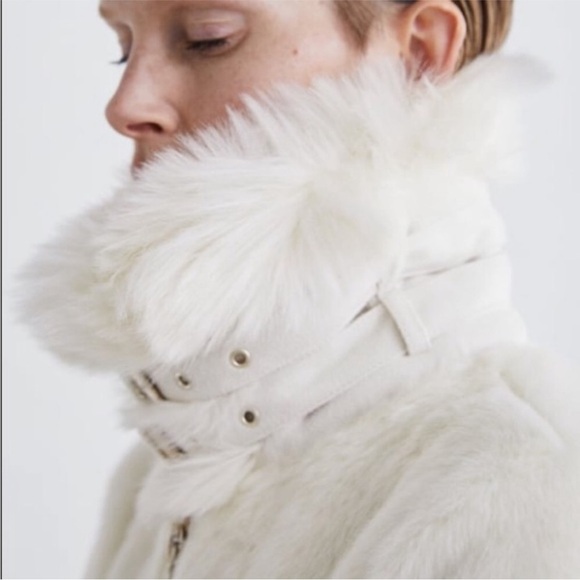 Zara Faux Fur Jacket Buckles - Picture 4 of 10